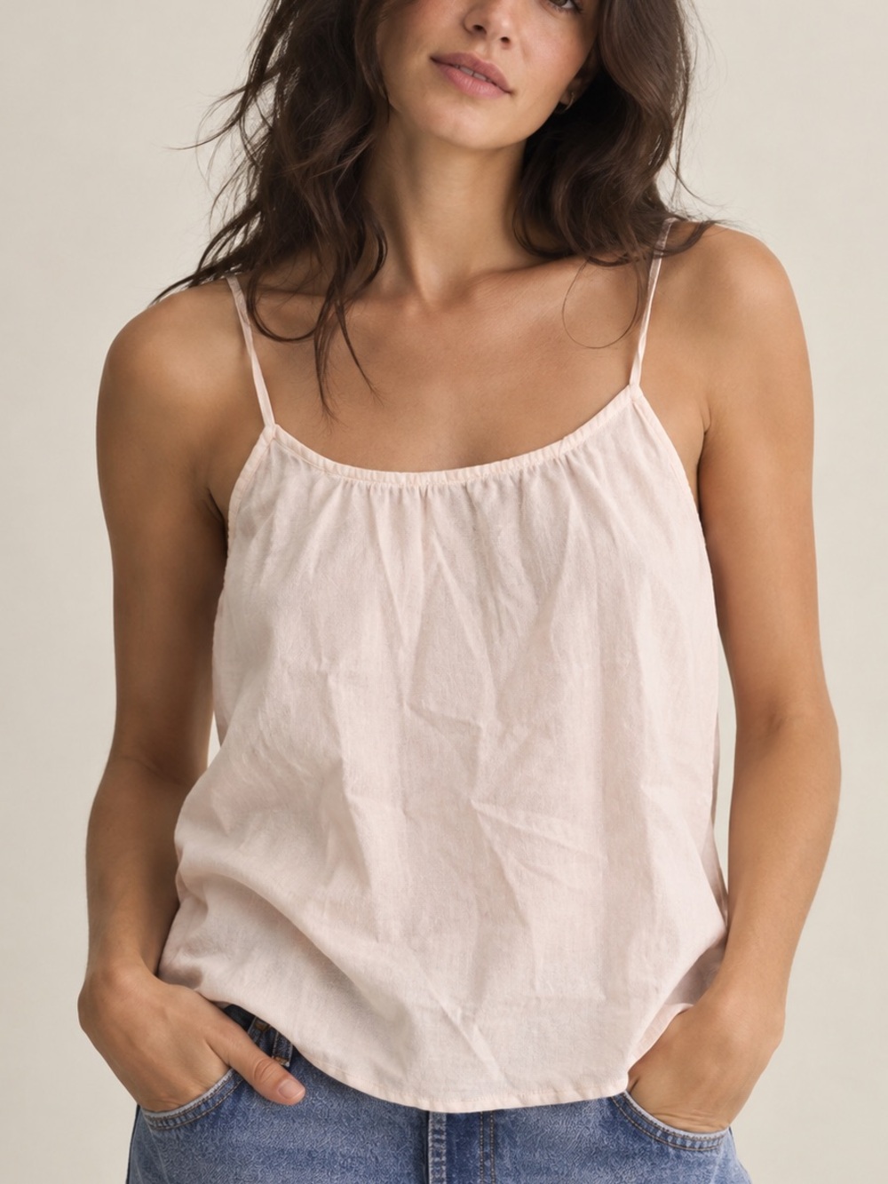Equipmente Femme Pale Pink Spaghetti-Strap Camisole Tank Top Fairy Layer | S